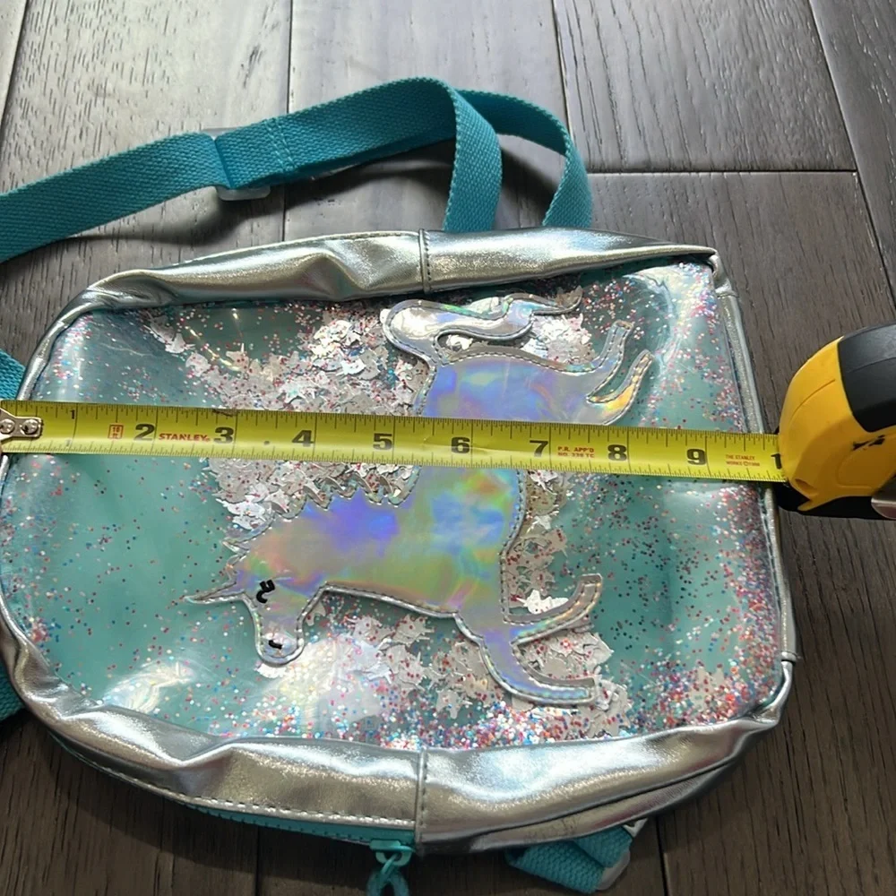 Iridescent like unicorn glitter confetti mini backpack